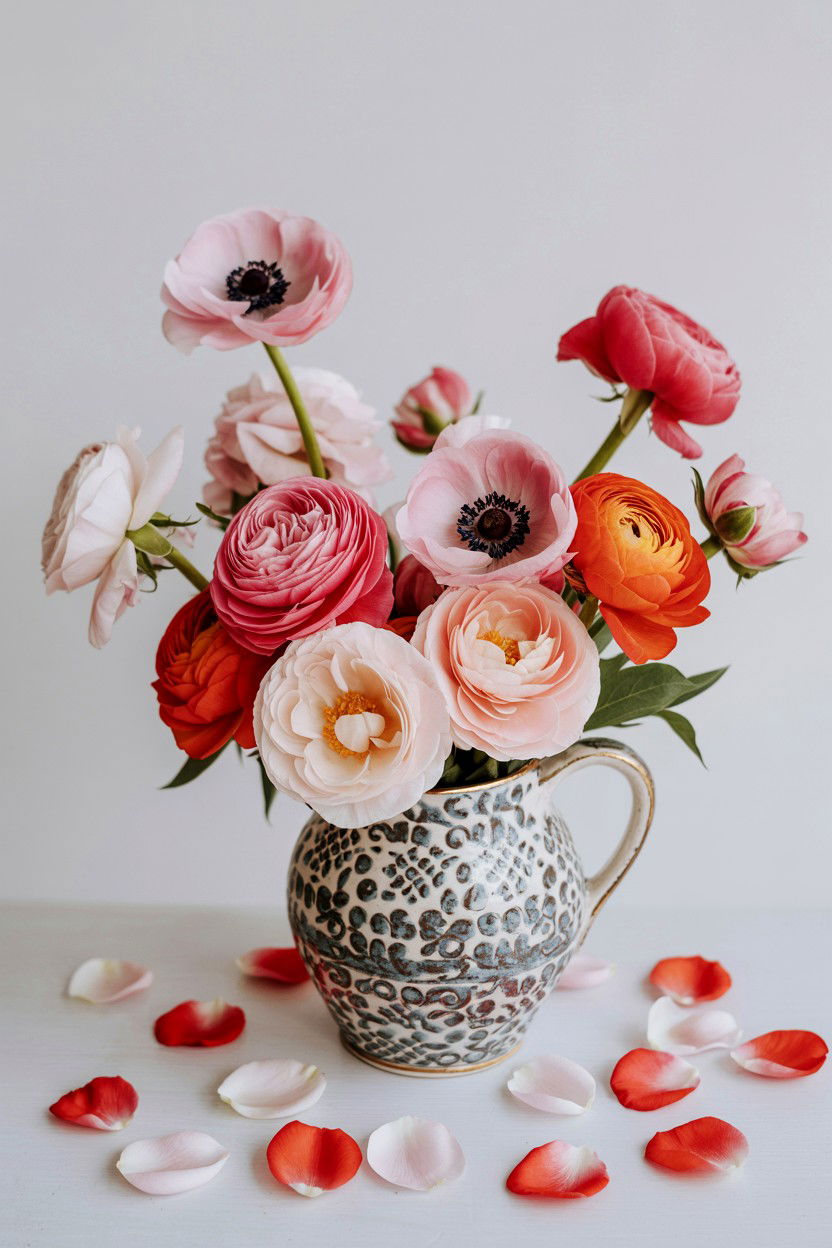 Romantic Flower Arrangement For Entryway - 25 Valentine's Day Console Table Ideas