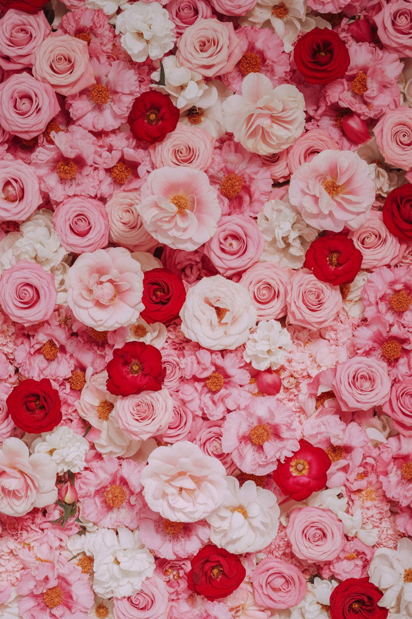 Romantic Flower Wall - 25 Valentine's Day Engagement Party Ideas