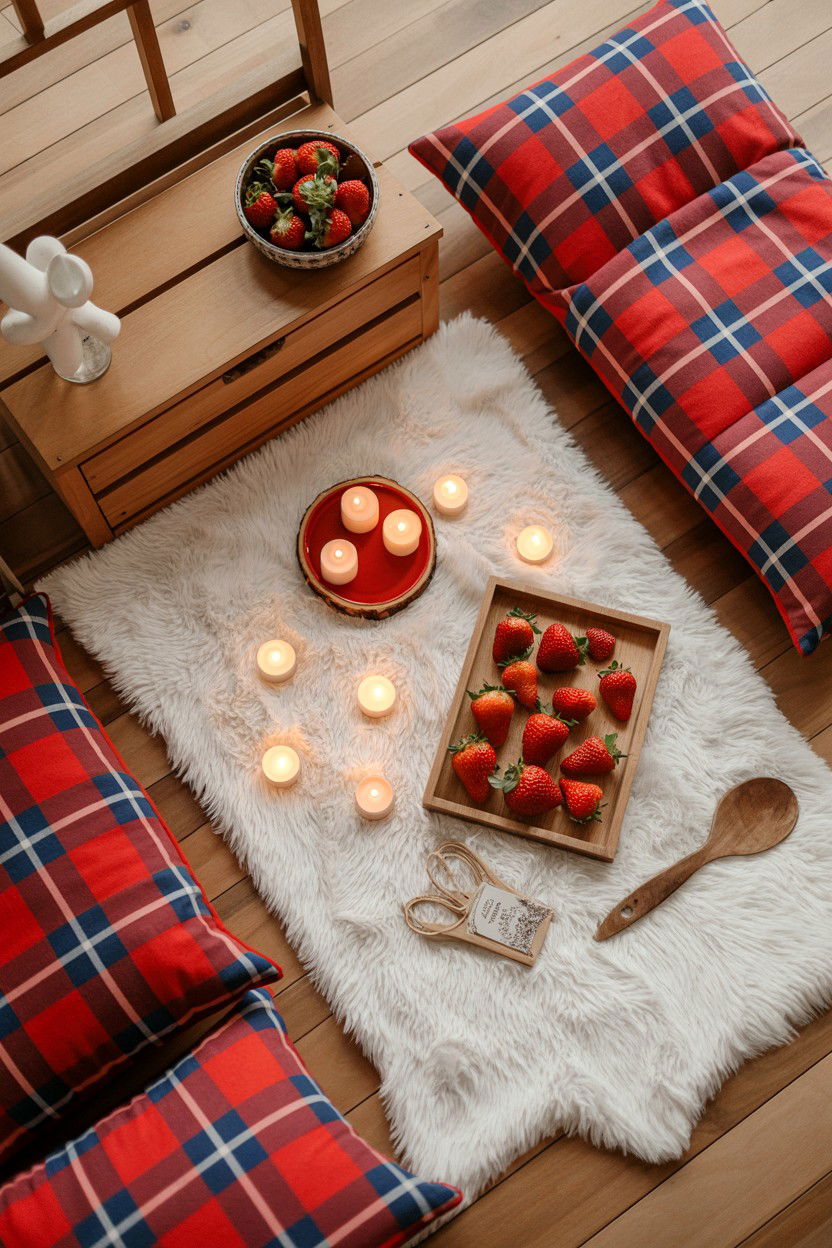 Romantic Indoor Picnic - 25 Valentine's Day Indoor Photo Ideas