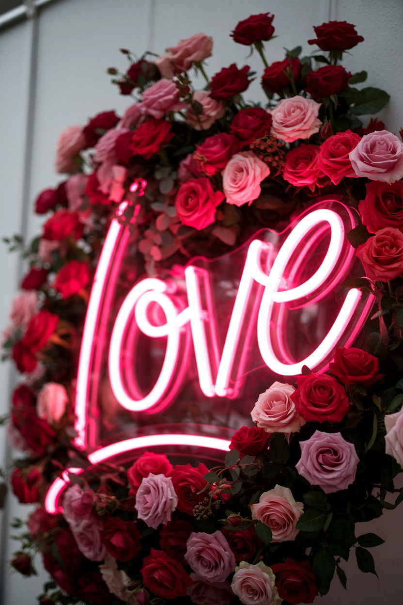 Romantic Neon Sign Wedding Decor - 25 Valentine's Day Wedding Ideas