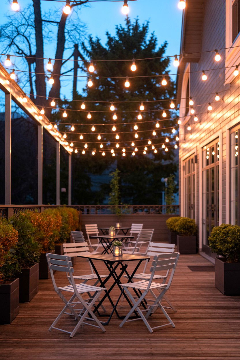 Romantic Outdoor String Light - 25 Valentine's Day Engagement Party Ideas