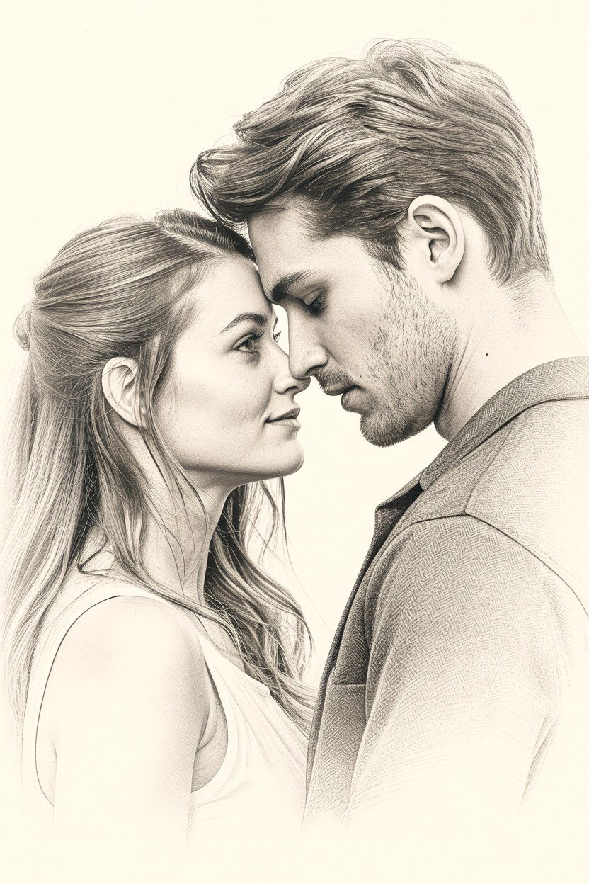 Romantic Pencil Sketch - 25 Valentine's Day Custom Portrait Ideas