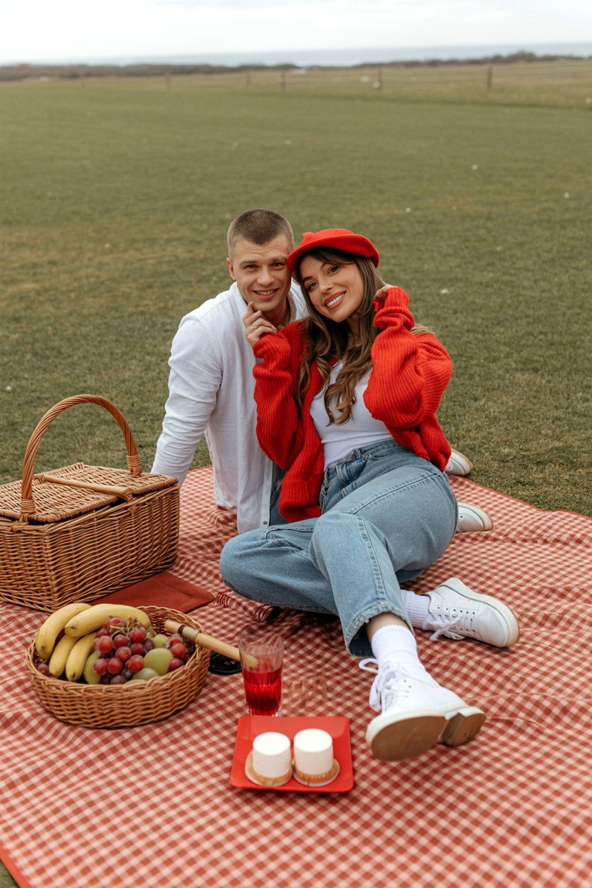 Romantic Picnic Setup - 25 Valentine's Day Selfie Ideas