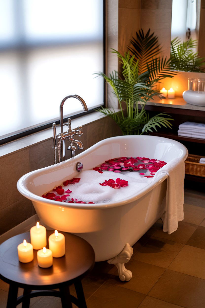 Romantic Spa Bathroom - 25 Valentine's Day Home Surprise Ideas