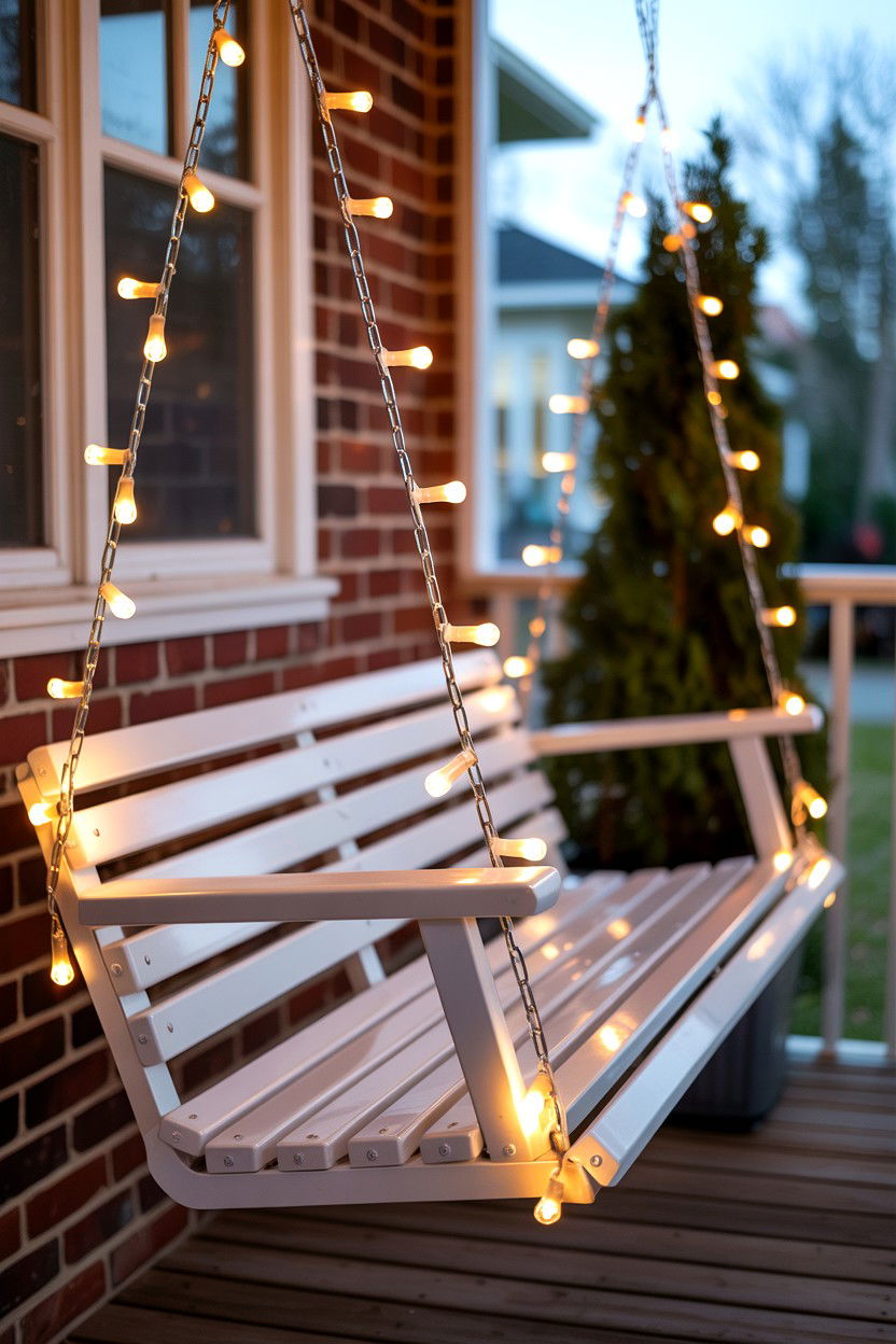 Romantic String Lights - 25 Valentine's Day Porch Swing Ideas