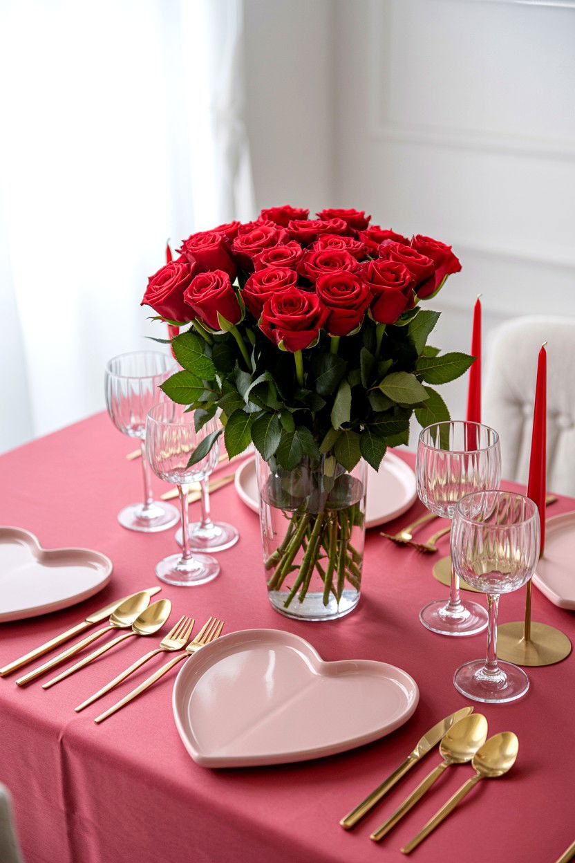Romantic Table Setting - 25 Valentine's Day Patio Decorating Ideas