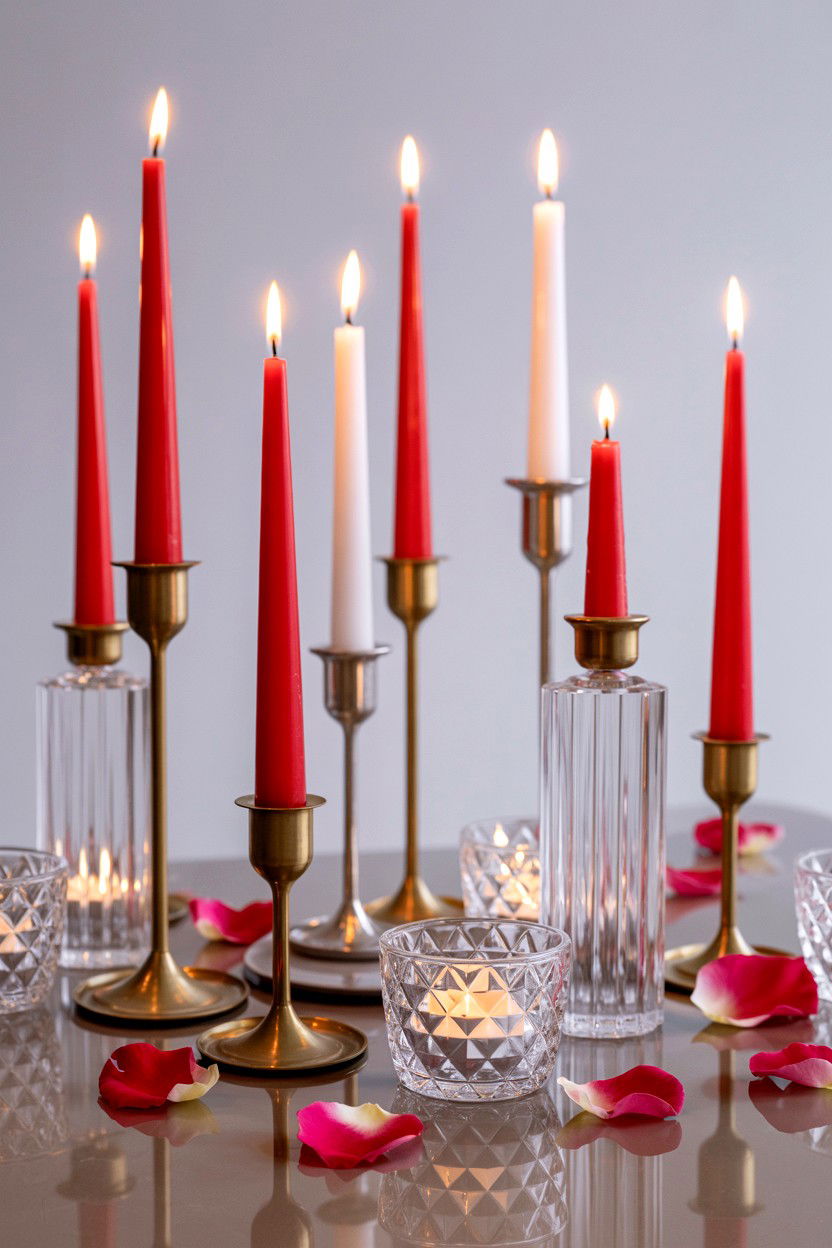 Romantic candle centerpiece - 25 Valentine's Day Table Decor Ideas