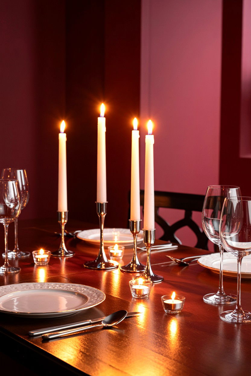 Romantic candlelit dinner table - 25 Elegant Valentine's Day Table Ideas