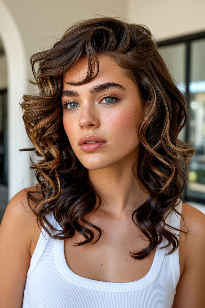 Romantic loose curls with side part - 25 Valentine's Day Curly Hair Ideas
