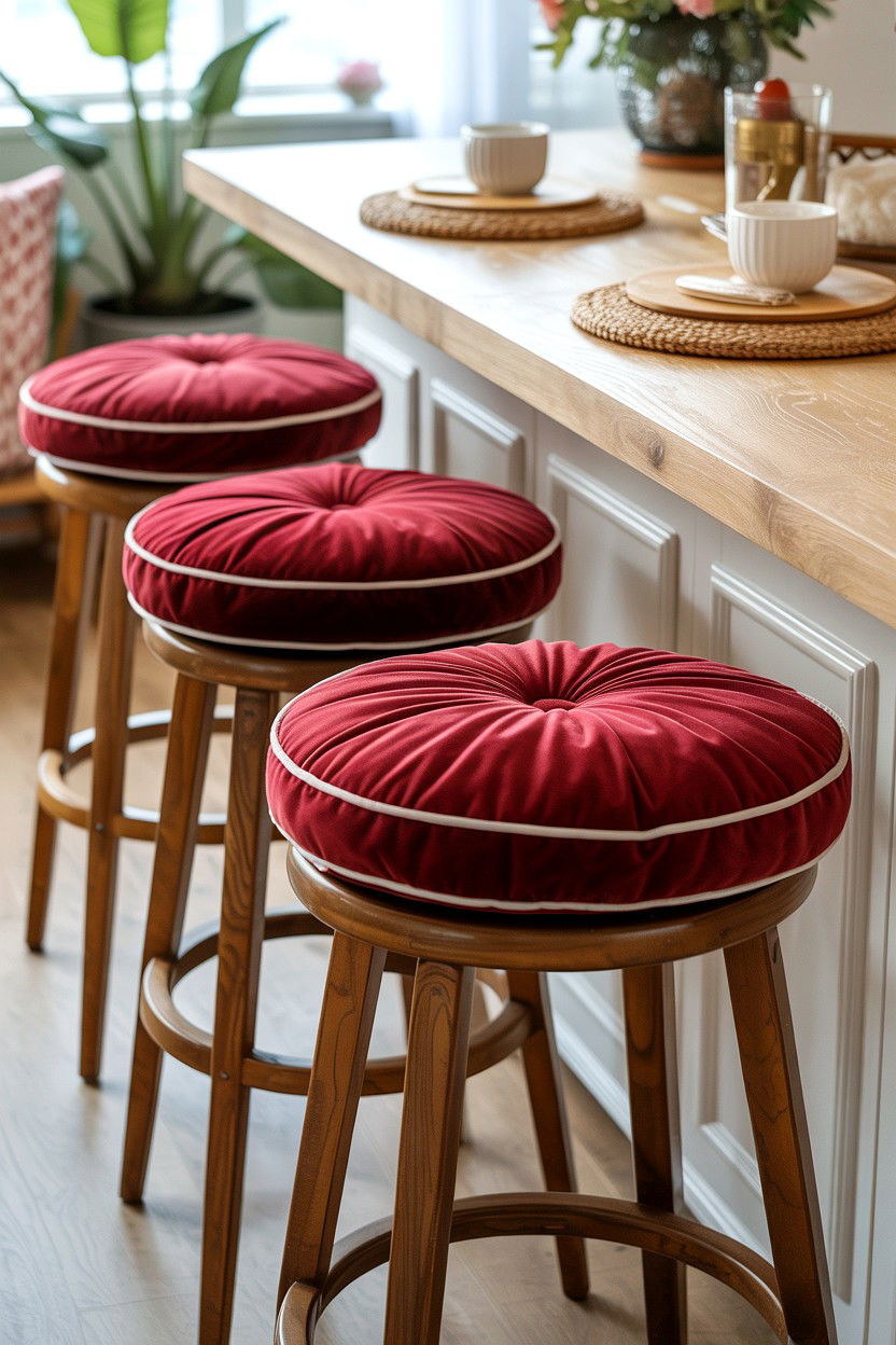 Romantic stool cushion cover - 25 Valentine's Day Kitchen Decor Ideas