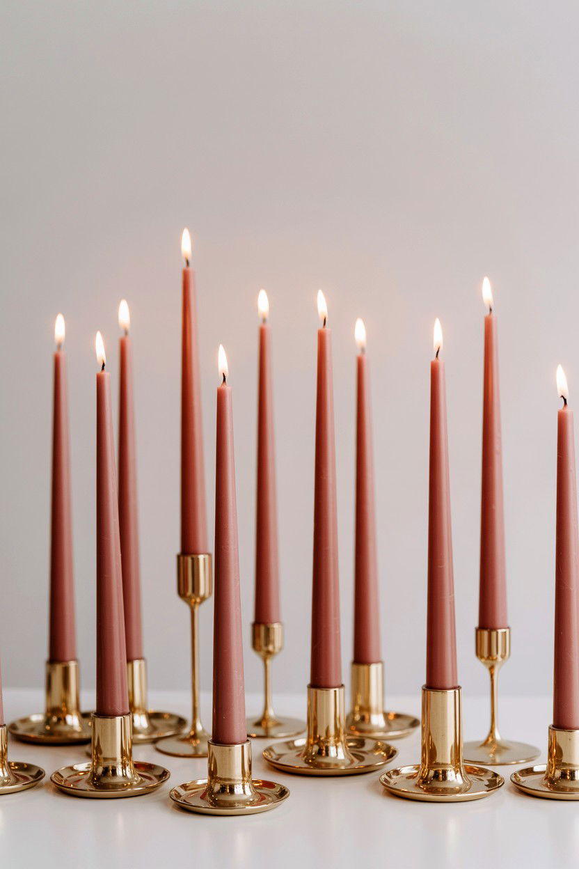 Romantic taper candle display - 25 Valentine's Day Centerpiece Ideas