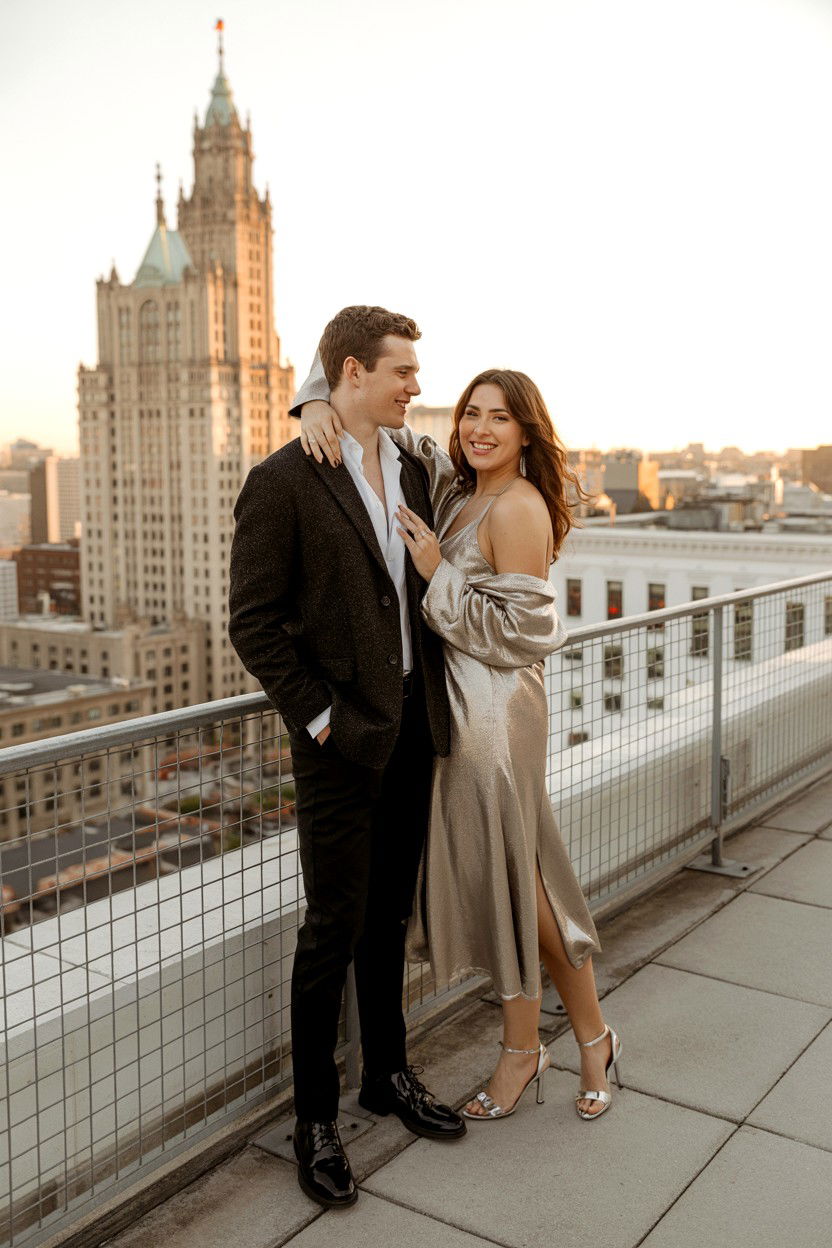 Rooftop Golden Hour Couple - 25 Valentine's Day Romantic Photo Ideas