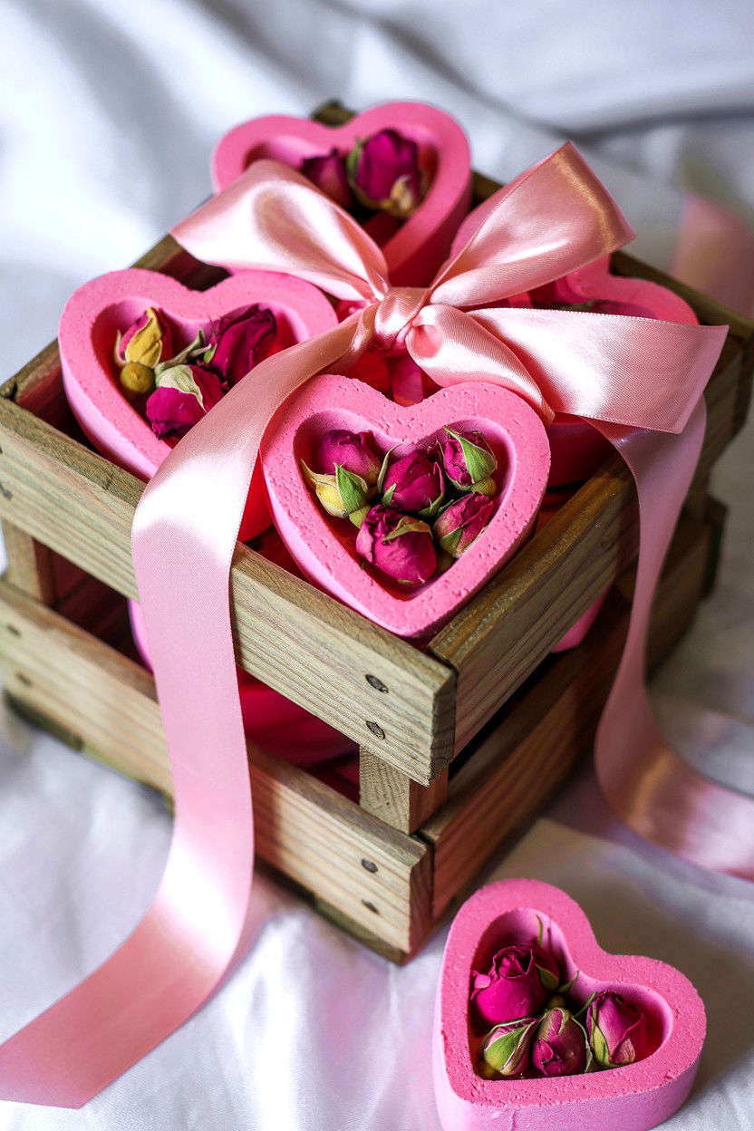 Rose Bath Bomb Set - 25 Valentine's Day Spa Gift Basket Ideas