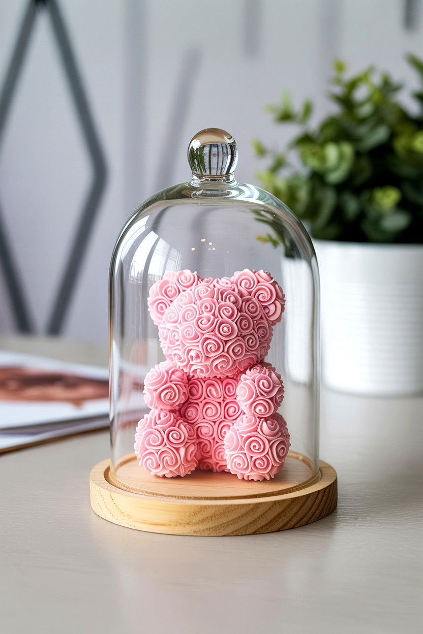 Rose Bear In Glass Dome - 25 Valentine's Day Rose Bear Ideas