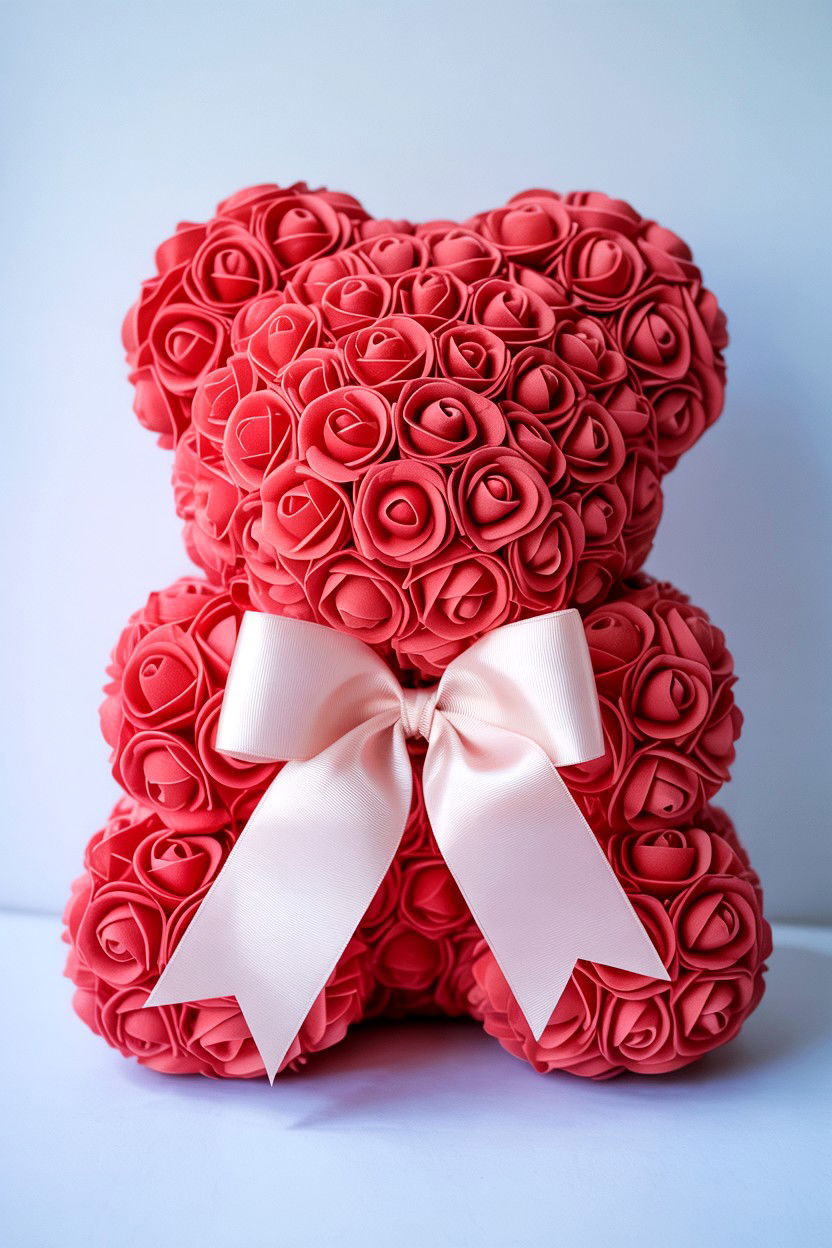 Rose Bear With Ribbon - 25 Valentine's Day Rose Bear Ideas