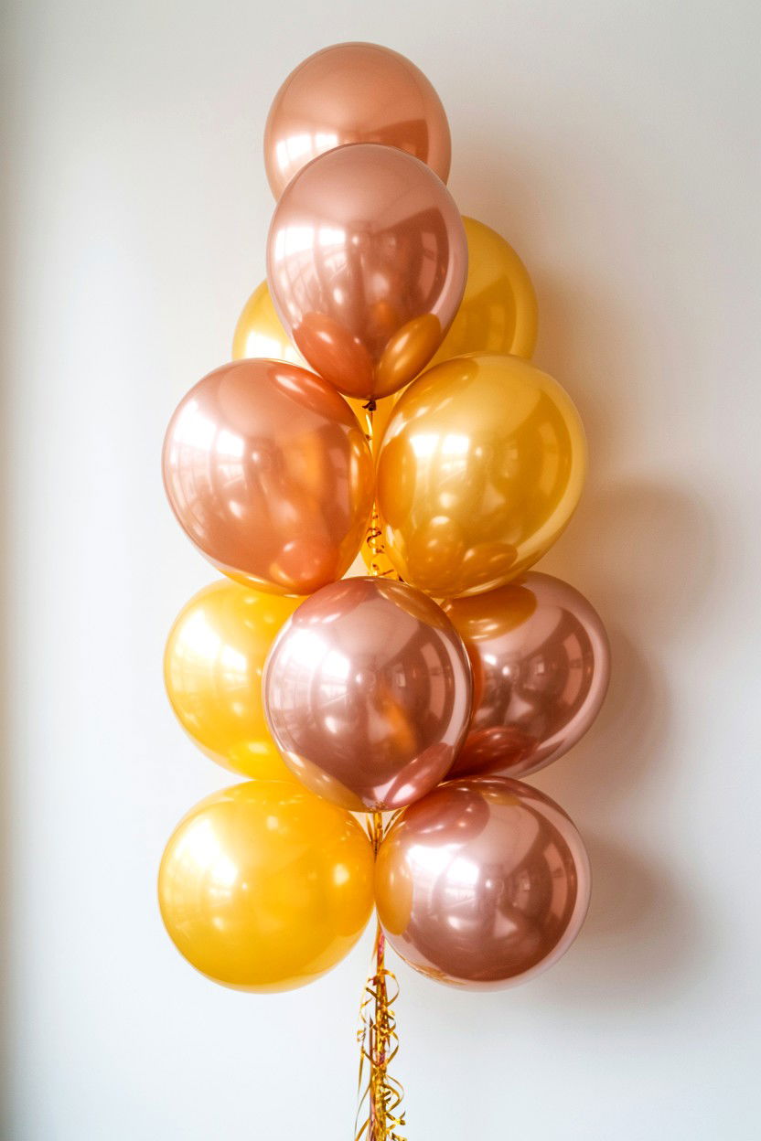 Rose Gold And Gold Balloon Mix - 25 Valentine's Day Gold Balloon Ideas