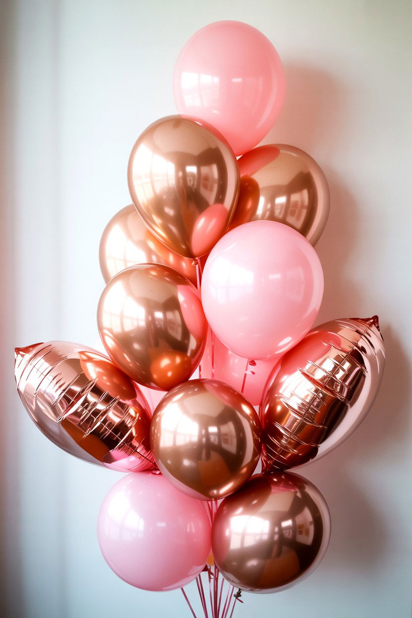 Rose Gold And Pink Balloon - 25 Valentine's Day Pink Balloon Ideas