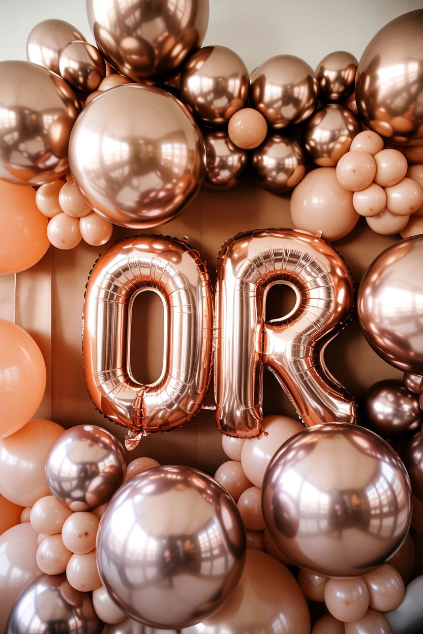 Rose Gold Balloon Backdrop - 25 Valentine's Day Balloon Wall Ideas
