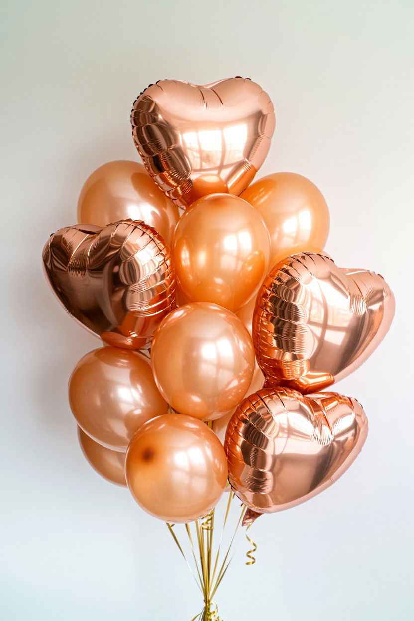 Rose Gold Balloon Bouquet - 25 Valentine's Day Party Balloon Ideas