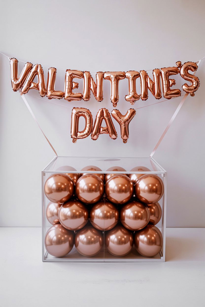 Rose Gold Balloon Box - 25 Valentine's Day Balloon Box Ideas