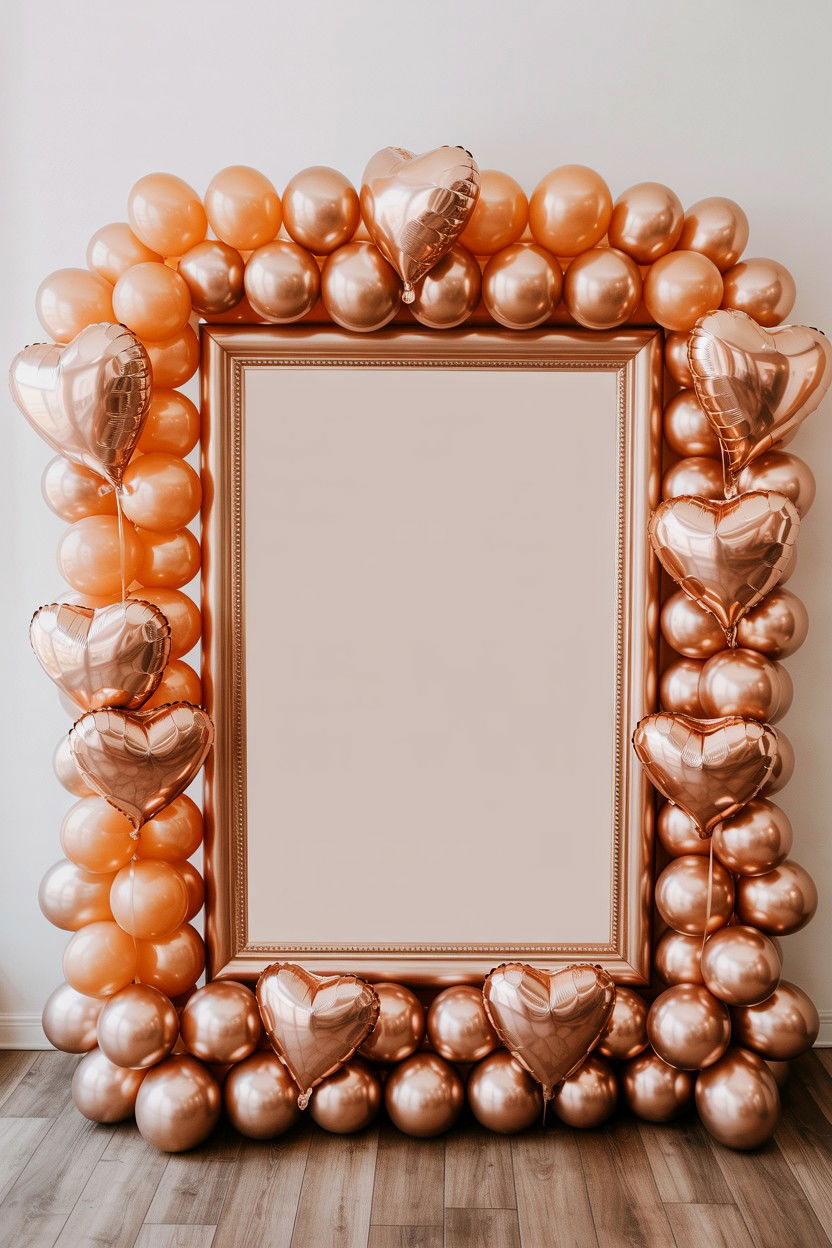 Rose Gold Balloon Photo Booth Frame - 25 Valentine's Day Rose Gold Balloon Ideas