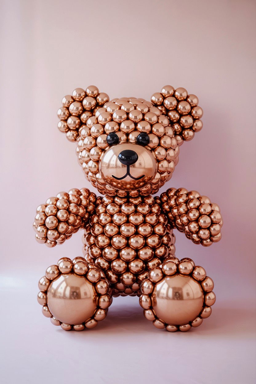 Rose Gold Balloon Teddy Bear - 25 Valentine's Day Rose Gold Balloon Ideas