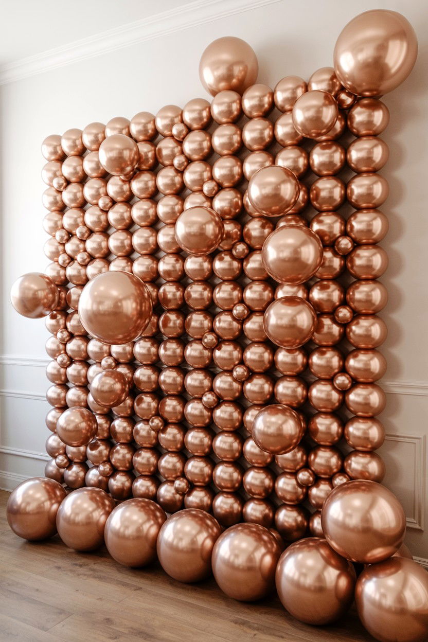 Rose Gold Balloon Wall Backdrop - 25 Valentine's Day Rose Gold Balloon Ideas