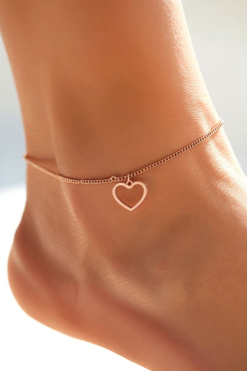 Rose Gold Heart Anklet - 25 Valentine's Day Anklet Ideas
