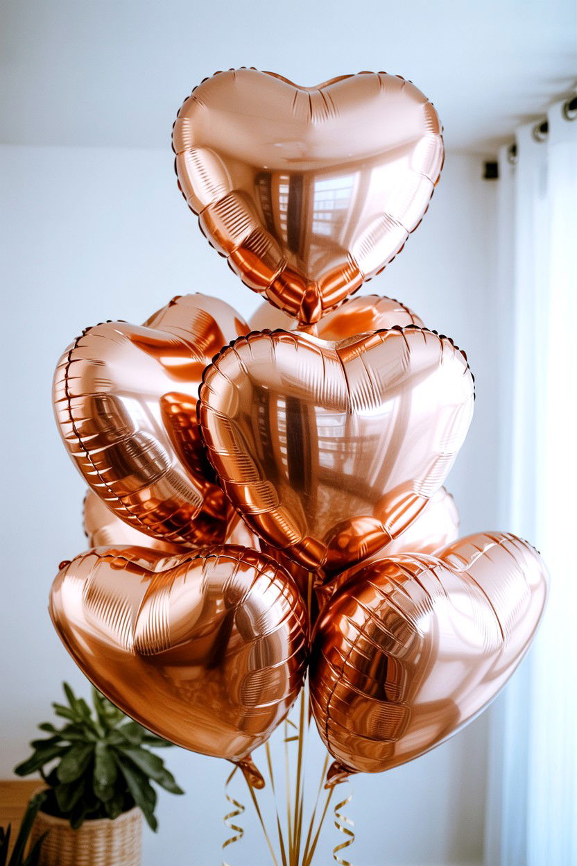 Rose Gold Heart Balloon - 25 Valentine's Day Balloon Ideas