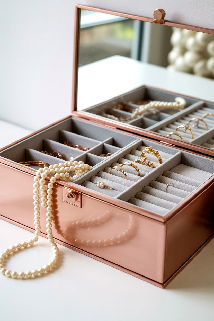 Rose Gold Jewelry Box - 25 Rose Gold Valentine's Day Gifts for Her