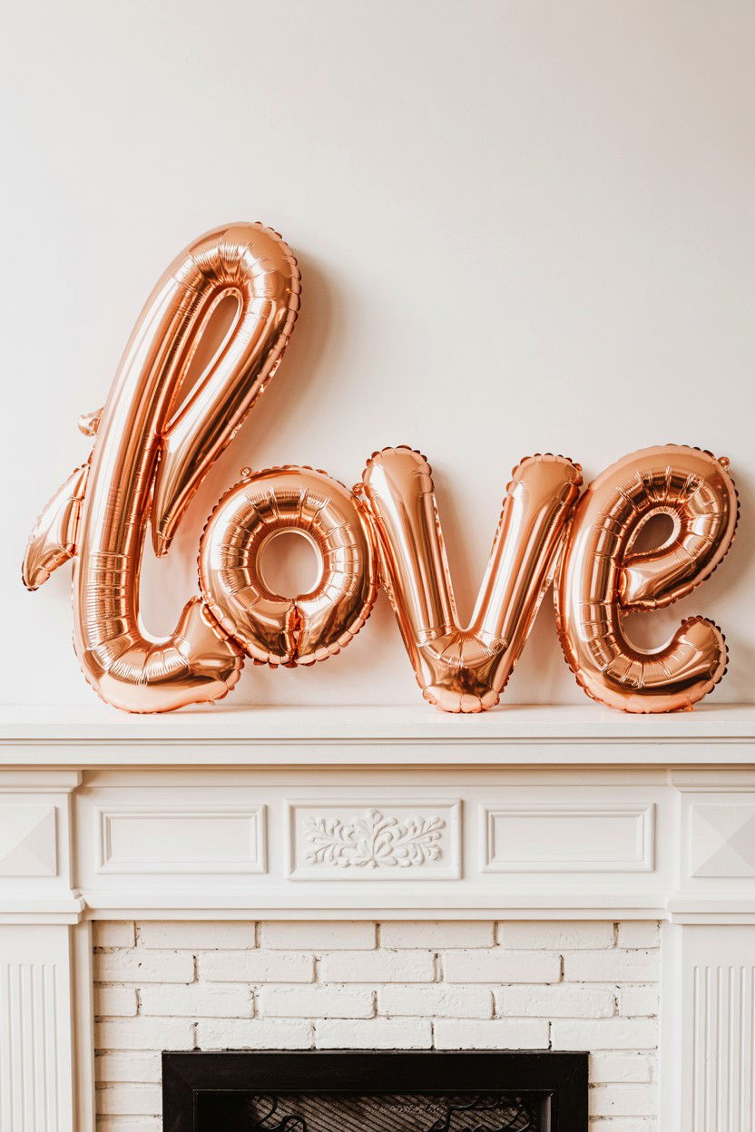 Rose Gold Letter Balloons Love - 25 Valentine's Day Rose Gold Balloon Ideas