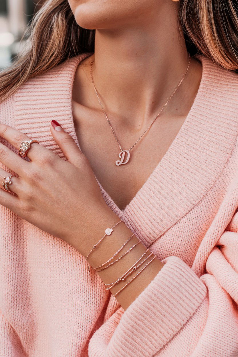 Rose Gold Letter Necklace - 25 Valentine's Day Initial Jewelry Ideas