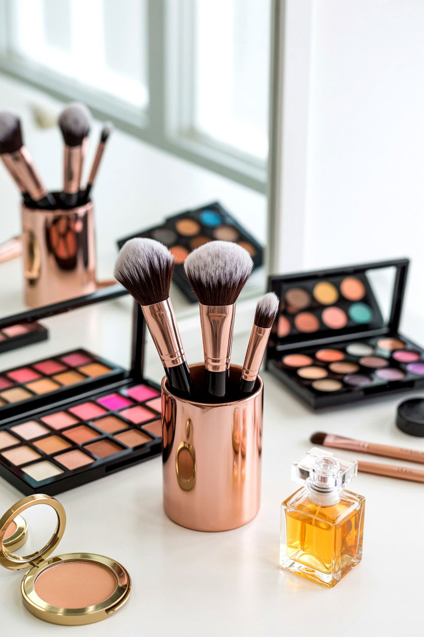 Rose Gold Makeup Brush Set - 25 Rose Gold Valentine's Day Gifts for Her