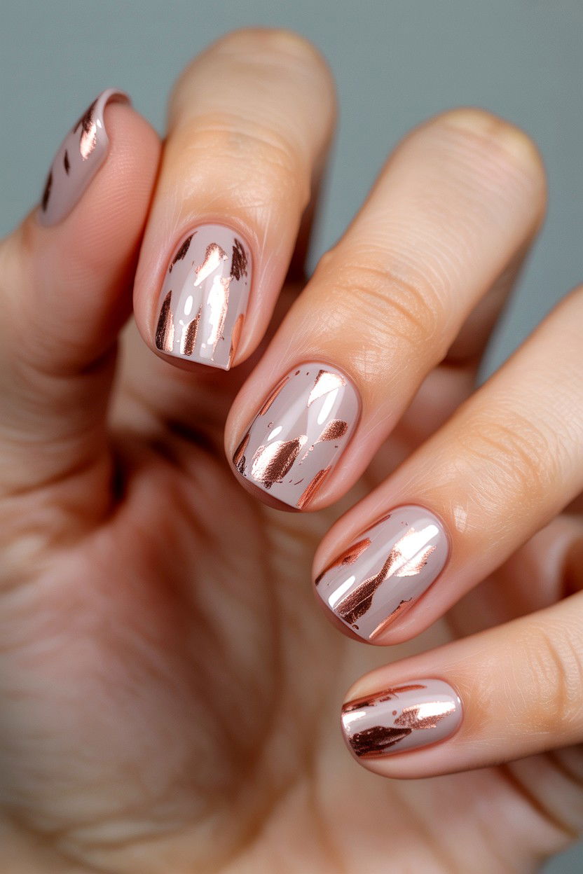 Rose Gold Nails - 25 Valentine's Day Nail Art Ideas