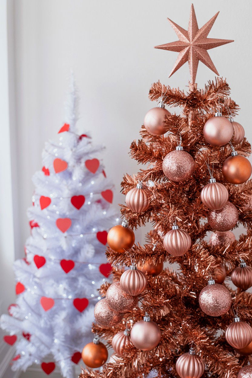 Rose Gold Tree - 25 Valentine's Day Tree Decorating Ideas