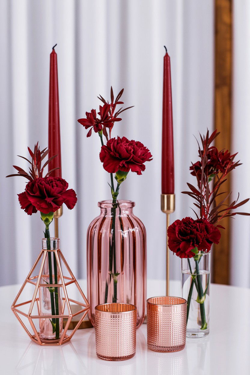 Rose Gold and Burgundy Wedding - 25 Valentine's Day Wedding Color Ideas