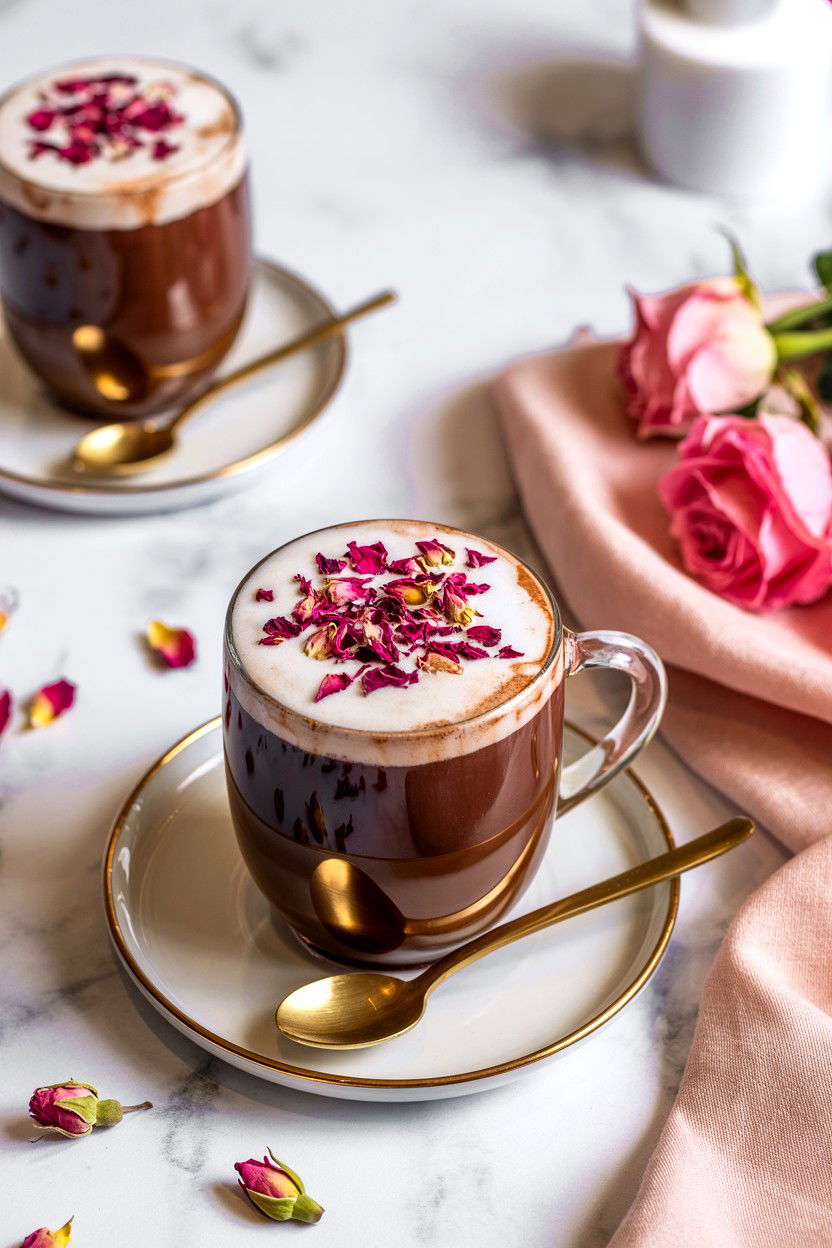 Rose Hot Chocolate - 25 Valentine's Day Hot Chocolate Recipes