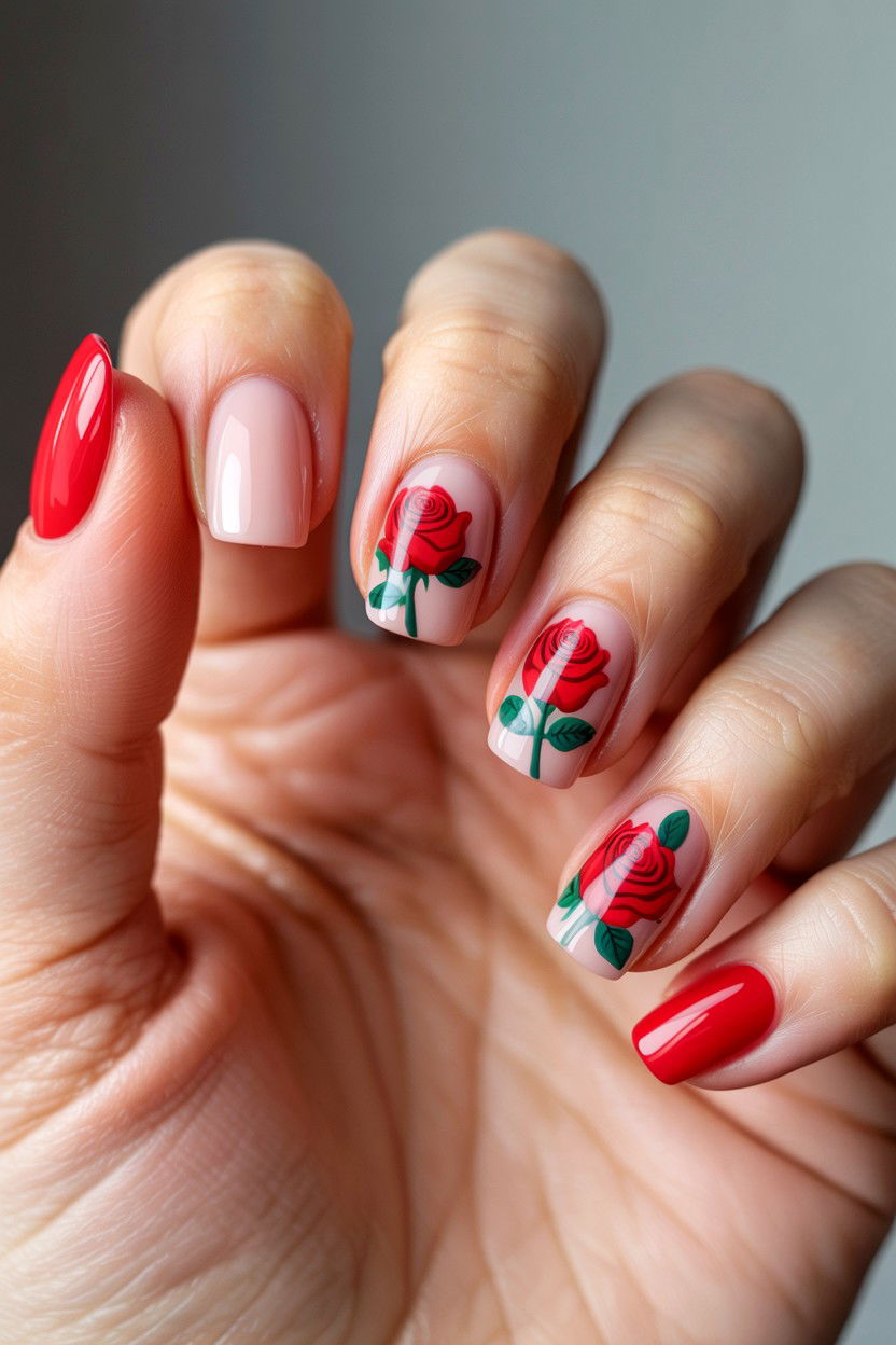 Rose Nail Stickers - 25 Valentine's Day Nail Sticker Ideas
