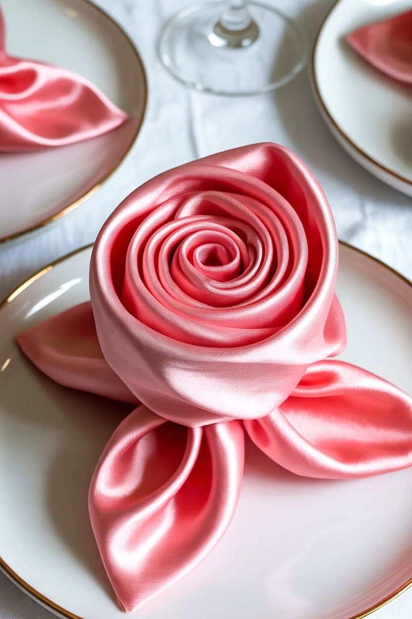 Rose Napkin Fold - 25 Valentine's Day Napkin Folding Ideas