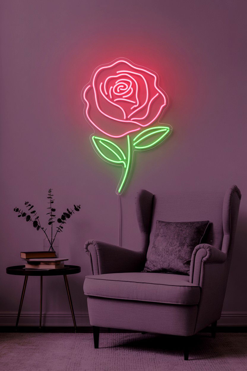 Rose Neon Sign - 25 Valentine's Day Neon Sign Ideas