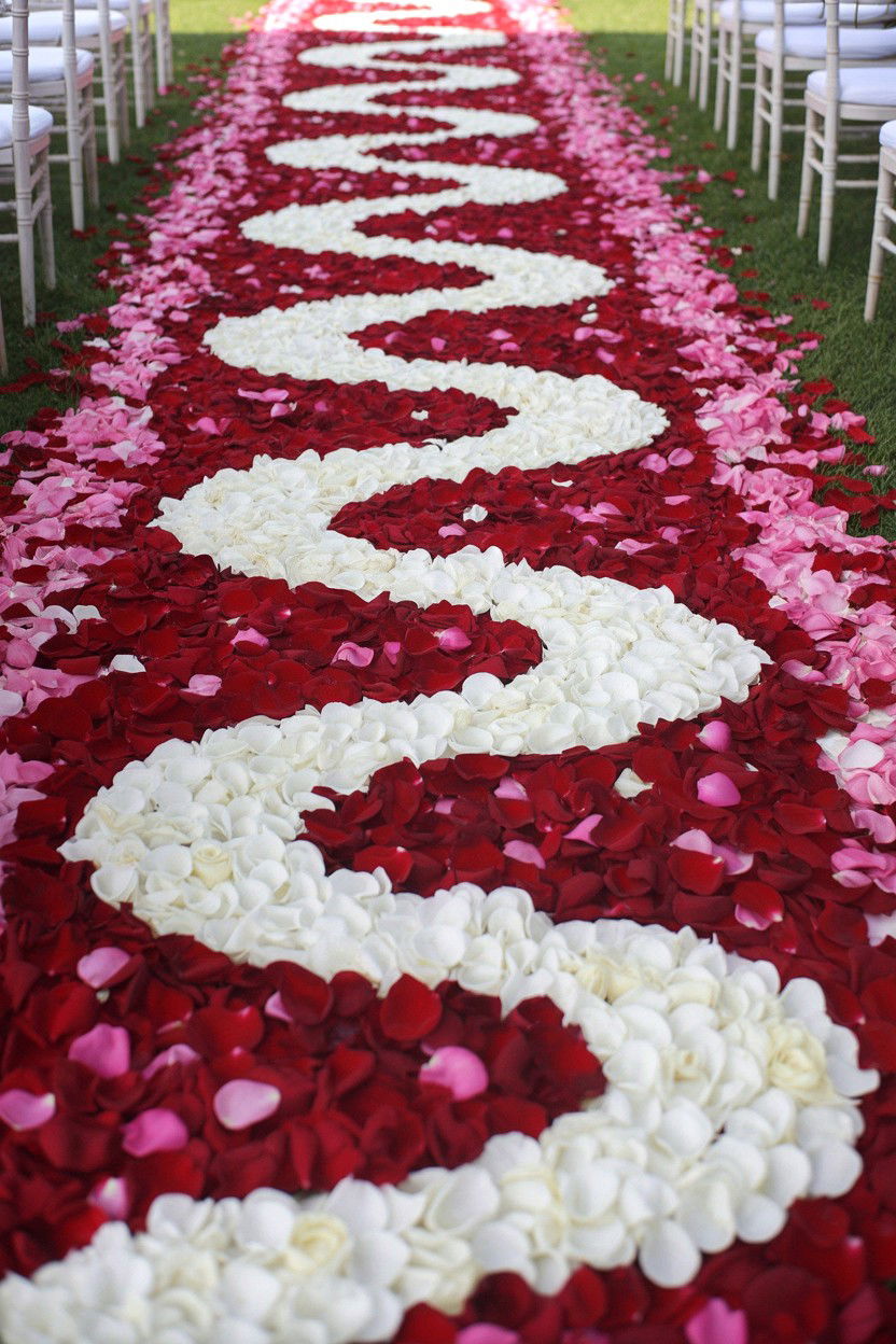 Rose Petal Aisle Runner - 25 Valentine's Day Reception Ideas