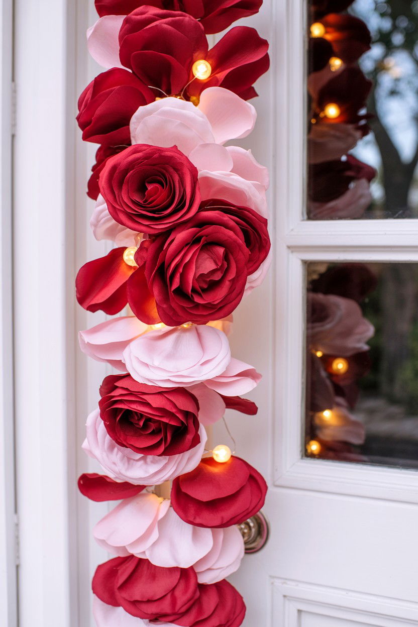 Rose Petal Door Garland - 25 Valentine's Day Door Decorations