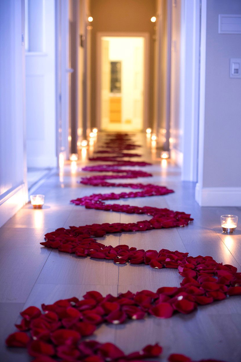 Rose Petal Path - 25 Budget Valentine's Day Surprise Ideas