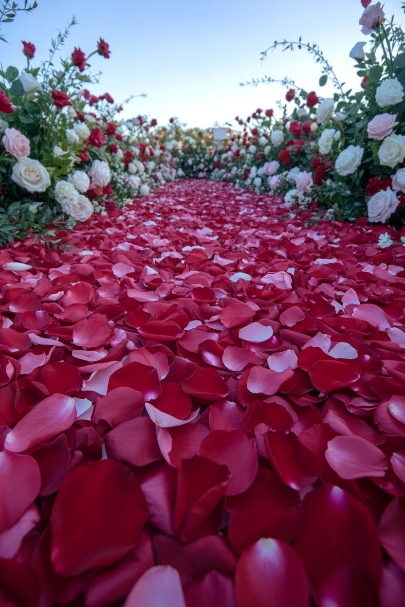 Rose Petal Walkway - 25 Valentine's Day Pathway Decoration Ideas