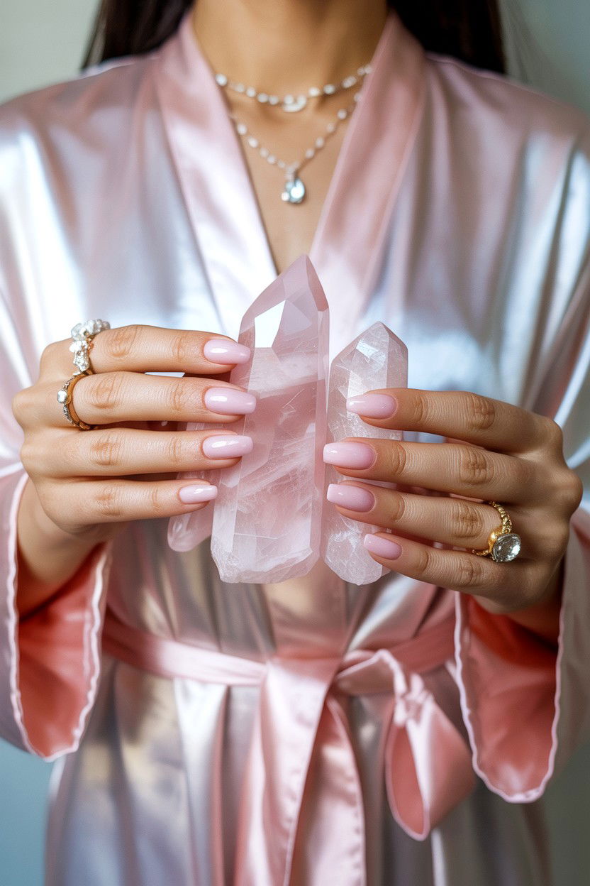Rose Quartz Press On Nails - 25 Valentine's Day Press On Nail Ideas