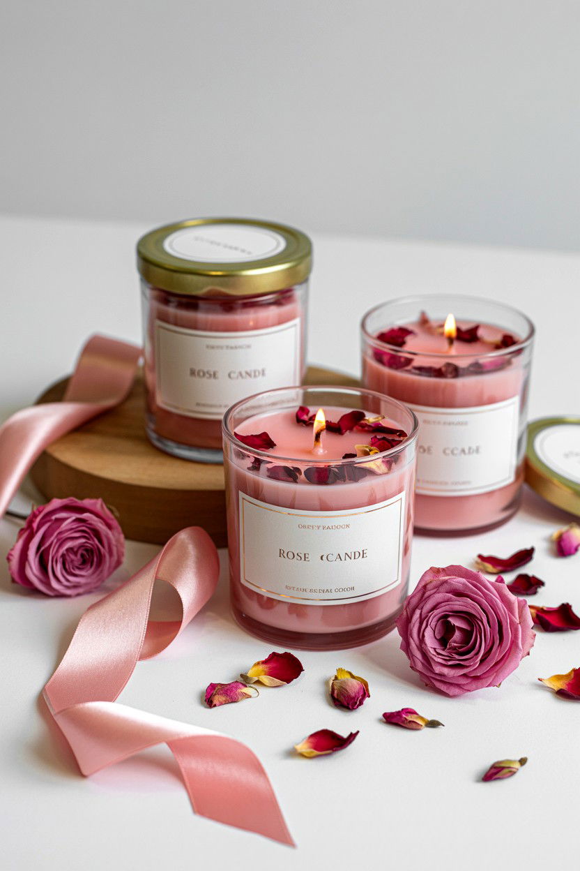 Rose Scented Candle Set - 25 Valentine's Day Candle Gift Set Ideas