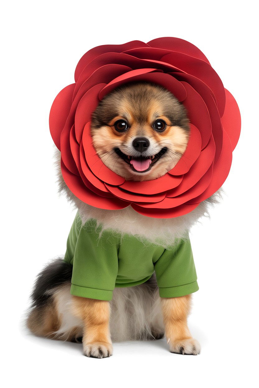 Rose flower dog costume - 25 Valentine's Day Pet Costume Ideas