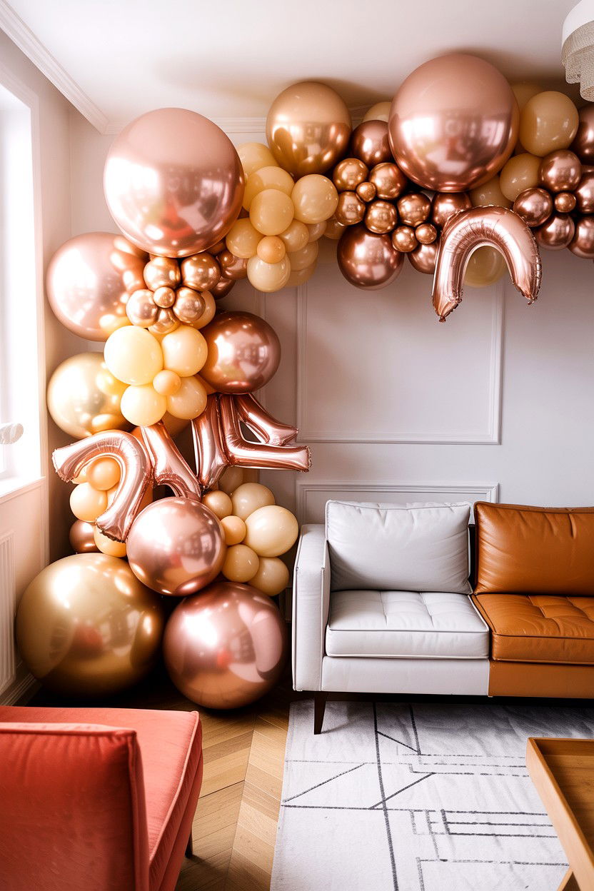 Rose gold balloon garland - 25 Valentine's Day Balloon Garland Ideas