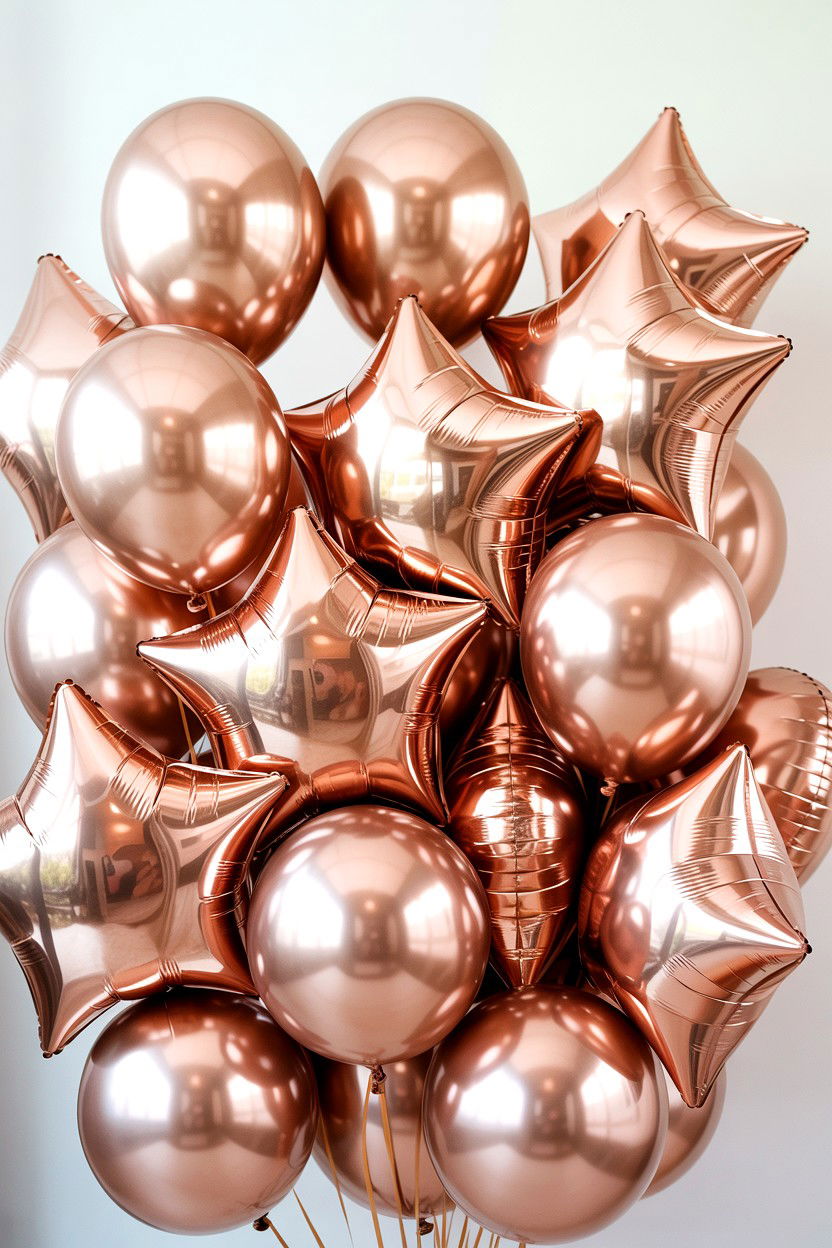 Rose gold balloons - 25 Valentine's Day Balloon Ceiling Ideas