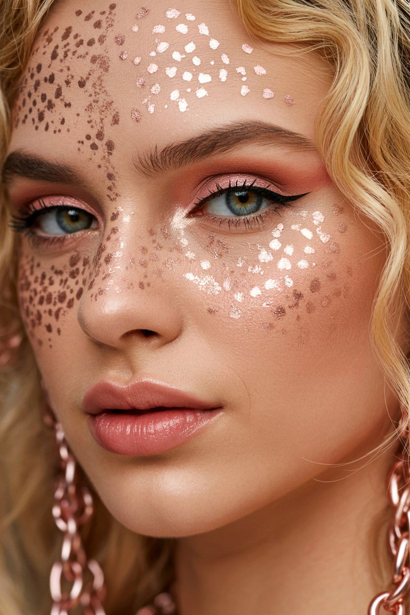 Rose gold freckles - 25 Valentine's Day Freckle Makeup Ideas